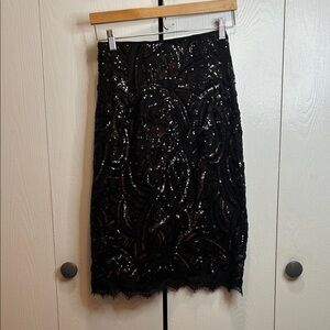 Chic Black Sequin Pencil Skirt